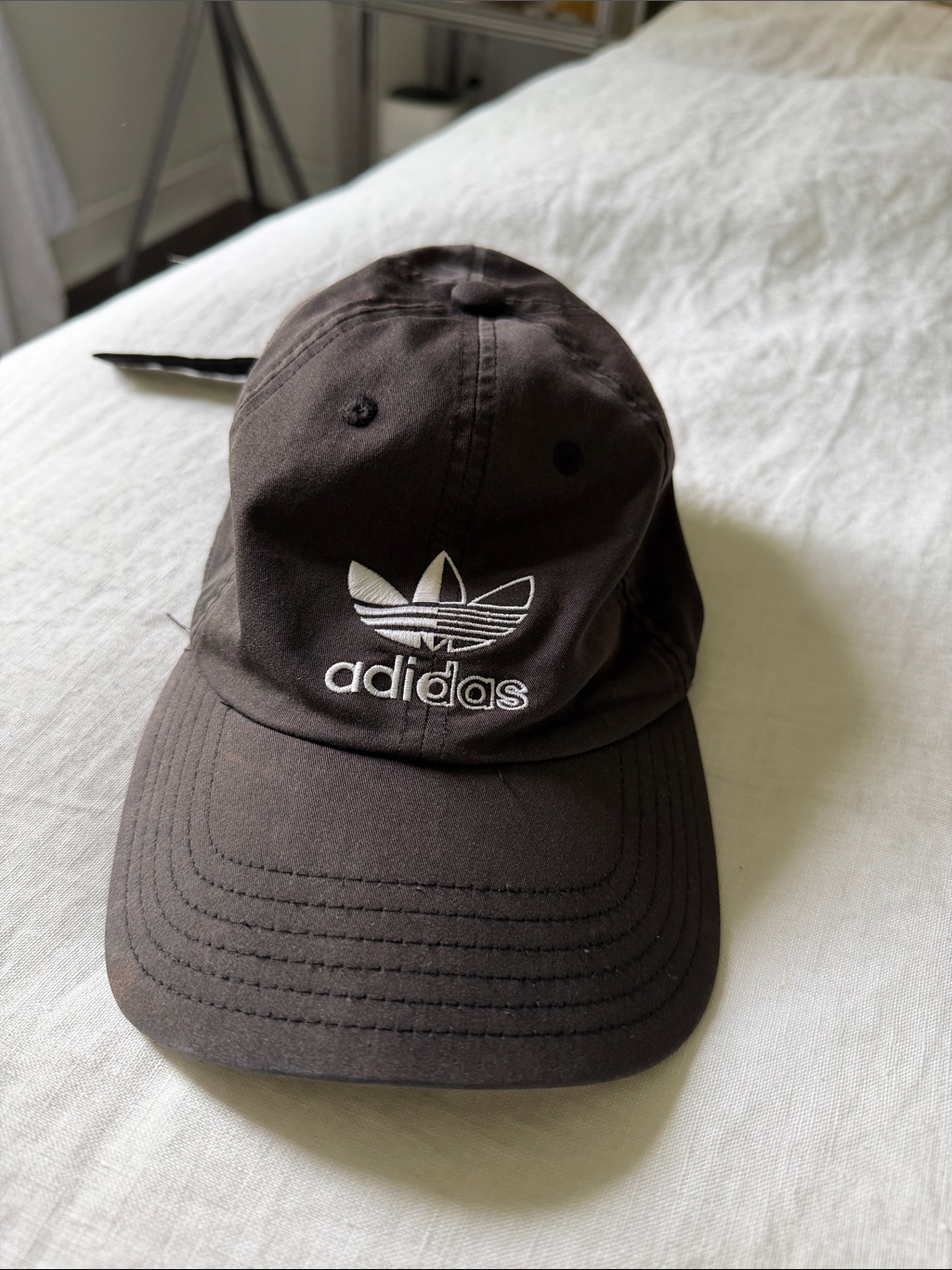 Adidas Black Cap With White Trefoil Embroidery